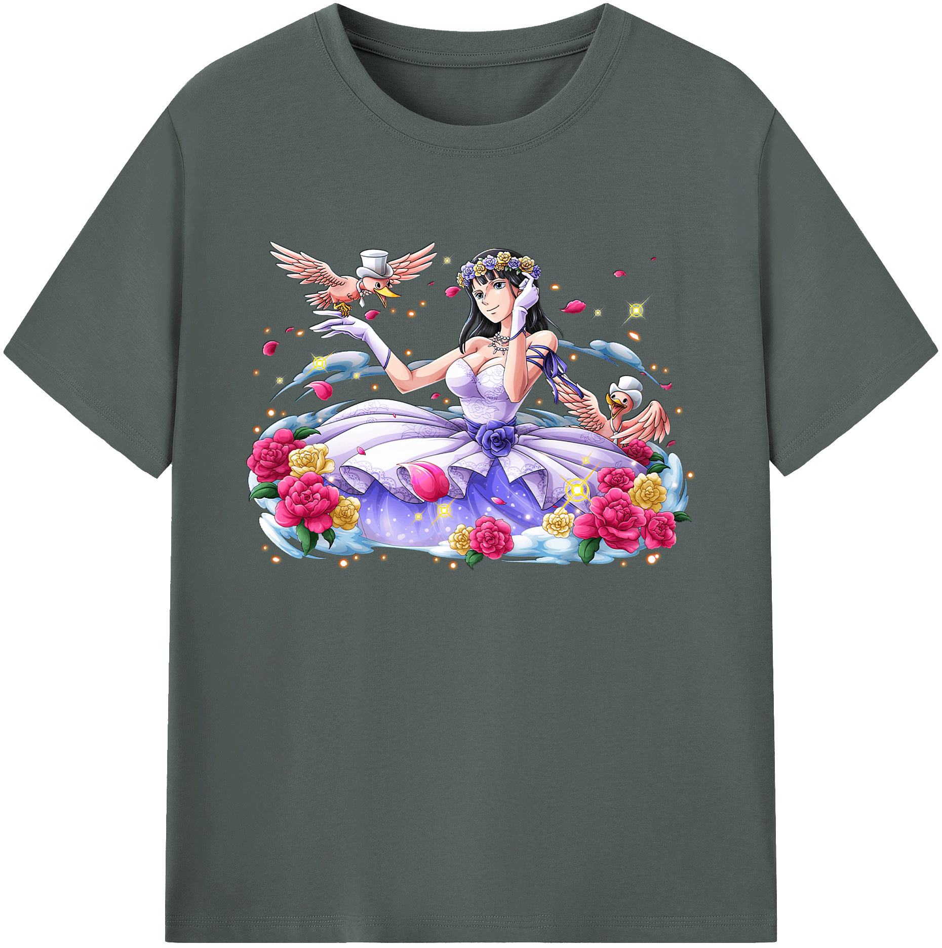 ワンピース ニコ・ロビン ONE PIECE Nico Robin 綿100％ メンズ半袖Tシャツ｜肌触りやわらか＆通気性